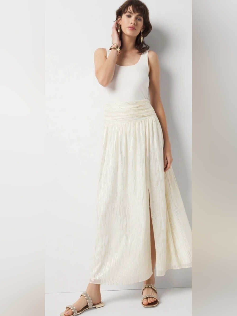 NWT White House Black Market Shirred Waist Maxi Skirt